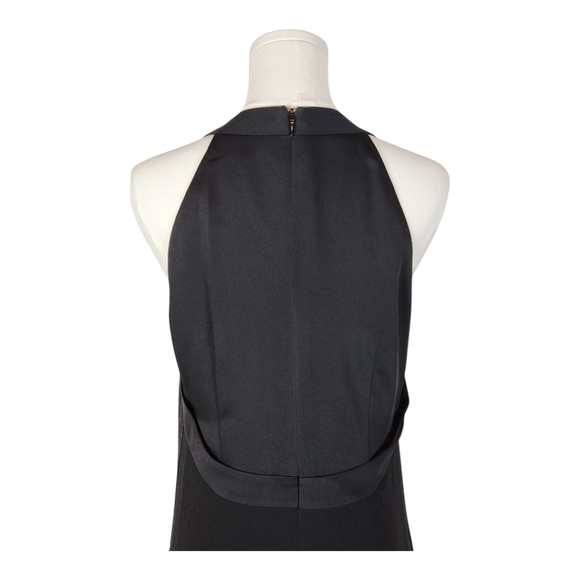 BCBGMAXAZRIA Black Halter Sheath Dress Open Back Satin Trim Size 06 - Picture 5 of 11